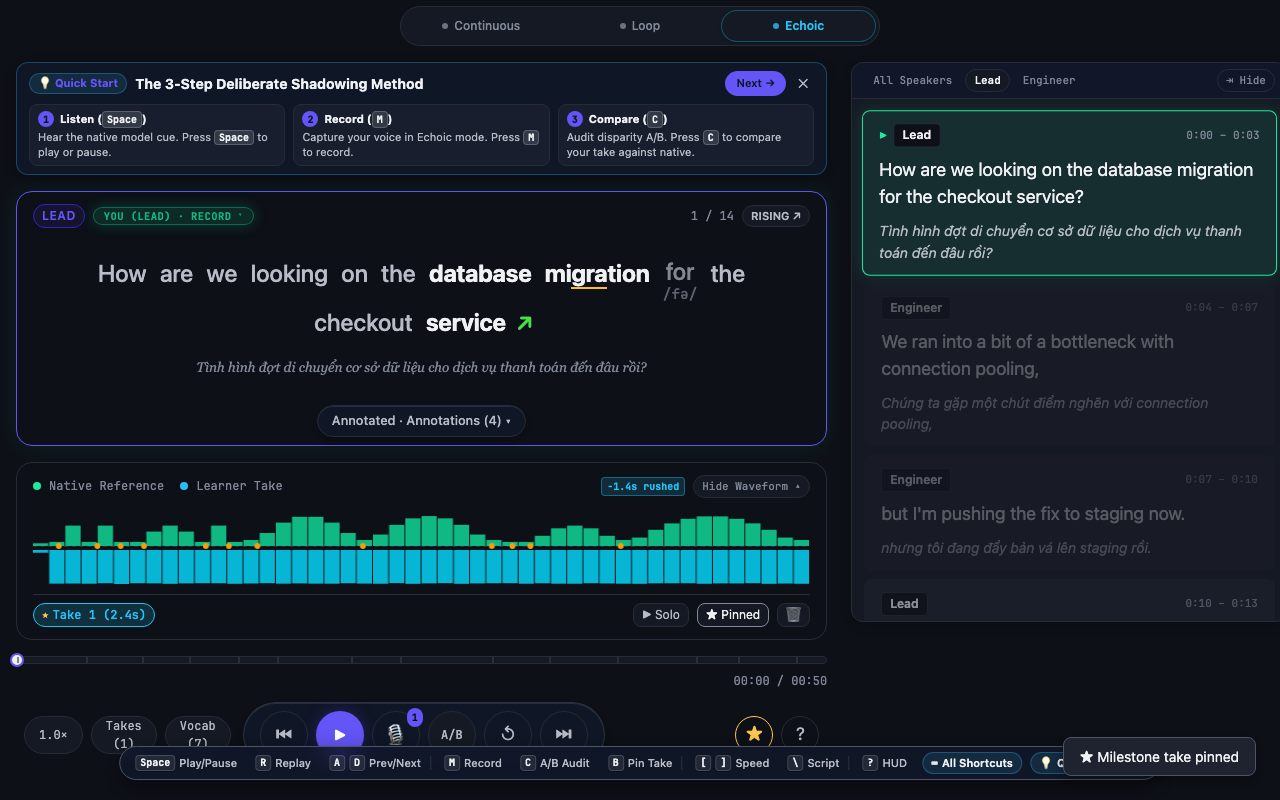 Step 5: A/B Auditory Disparity & Milestone Pinning UI State